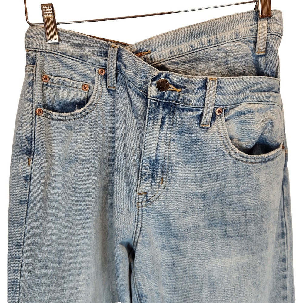 Pistola Bobbie Crossover High-Rise Wide Leg Jeans Light Wash Women Denim Size 26 - Picture 4 of 9